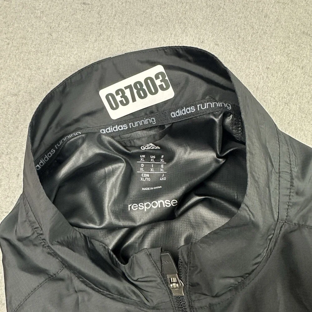 Adidas Running Jacket Men Extra Large Black Response Lightweight Windbreaker XL